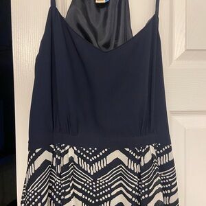 Navy and White Patterned Dress